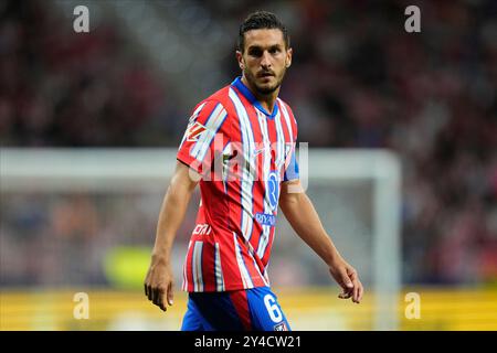 Madrid, Espagne. 15 septembre 2024. Koke Resurreccion de l'Atletico de Madrid lors du match la Liga EA Sports entre l'Atletico de Madrid et le Valencia CF a joué au Civitas Metropolitano Stadium le 15 septembre 2024 à Madrid, Espagne. (Photo de Juan PEREZ/PRESSINPHOTO) crédit : AGENCE SPORTIVE PRESSINPHOTO/Alamy Live News Banque D'Images