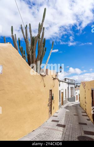 Rue de la vieille ville d'Aguimes. Les Aguimes ont été fondées en 1491 sur une importante colonie aborigène après la conquête castillane de Grande Canarie Banque D'Images