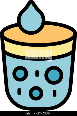 Icône colorée simple d'un plein verre d'eau propre avec une goutte tombant dedans Illustration de Vecteur