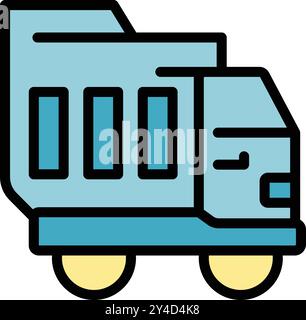 Le camion à benne basculante bleu simple transporte des matériaux de construction pour la construction Illustration de Vecteur