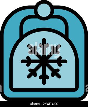 Mini réfrigérateur bleu avec un flocon de neige représentant sa fonction principale de garder les boissons et les aliments au frais pendant le camping Illustration de Vecteur