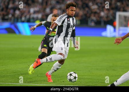 Weston McKennie lors du match de l'UEFA Champions League entre le Juventus FC et le PSV Eindhoven au stade Allianz le 17 septembre 2024 à Turin, en Italie. Banque D'Images