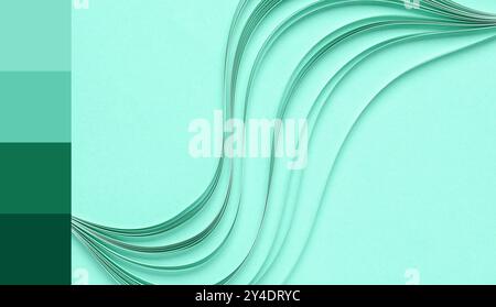 Rayures de papier déchiqueté sur fond de menthe. Différents motifs de couleur Banque D'Images