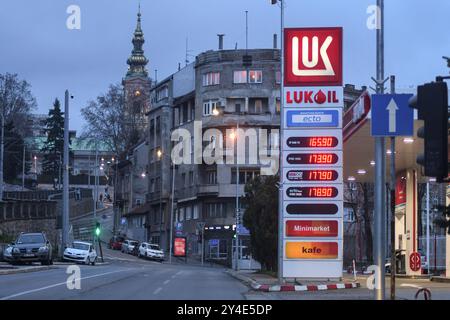 Station-service Lukoil. Belgrade, Serbie Banque D'Images