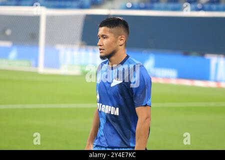 Saint-Pétersbourg, Russie. 17 septembre 2024. Ilzat Akhmetov (77 ans) de Zenit vu en action lors du match de football de la Coupe Fonbet de Russie entre Zenit Saint-Pétersbourg et Rubin Kazan à Gazprom Arena. Score final ; Zenit 2:0 Rubin Kazan. Crédit : SOPA images Limited/Alamy Live News Banque D'Images