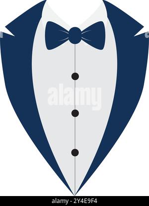 Icône de costume d'homme fond isolé avec arc. Motif veste professionnelle noir mode Illustration de Vecteur