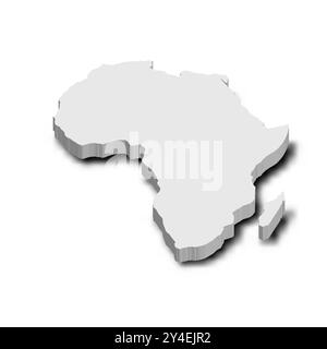 Une silhouette grise tridimensionnelle de l'Afrique projette une ombre subtile sur une carte politique vierge, mettant en évidence la forme du continent et les caractéristiques géographiques. Illustration de Vecteur