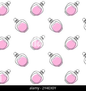 Perfume Pink Bottles pattern, dans un style minimaliste avec ligne équipée . Illustration vectorielle Illustration de Vecteur