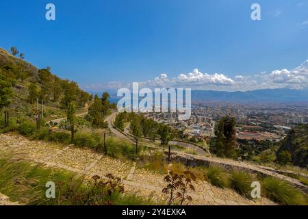 Vue aérienne de la ville de Palerme depuis le mont Pellegrino, palerme, Sicile, Italie. Banque D'Images