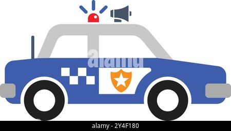 simple police flic patrouille voiture bleu et blanc silhouette vue latérale de symbole d'icône de vue de côté vecteur isolé sur fond transparent Illustration de Vecteur