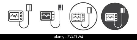 Icône du tensiomètre définie dans le style de contour de ligne mince et le signe vectoriel linéaire Illustration de Vecteur