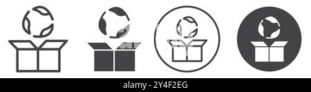 Icône d'emballage écologique définie dans un style de contour de ligne mince et un signe vectoriel linéaire Illustration de Vecteur