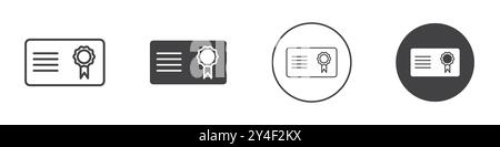 Icône de certificat définie dans le style de contour de ligne mince et signe vectoriel linéaire Illustration de Vecteur