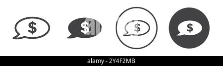 Icône de dollar de commentaire définie dans le style de contour de ligne mince et signe vectoriel linéaire Illustration de Vecteur