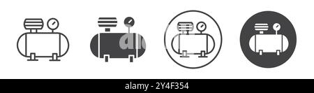 Icône de compresseur définie dans le style de contour de ligne mince et signe vectoriel linéaire Illustration de Vecteur