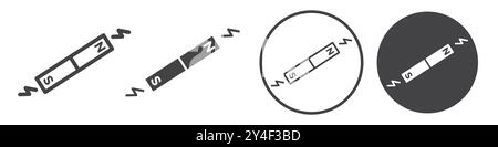 Icône d'aimant définie dans le style de contour de ligne mince et signe vectoriel linéaire Illustration de Vecteur