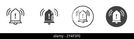 Icône de notification définie dans le style de contour de ligne mince et signe vectoriel linéaire Illustration de Vecteur
