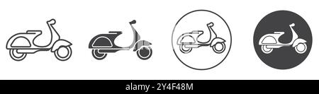 Icône de vélo de scooter définie dans le style de contour de ligne mince et le signe vectoriel linéaire Illustration de Vecteur