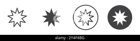 Icône Starburst définie dans le style de contour de ligne mince et signe vectoriel linéaire Illustration de Vecteur
