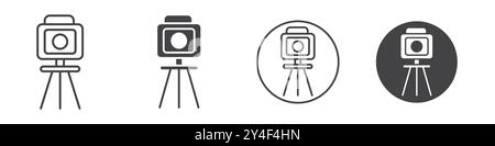 Icône de caméra TV définie dans le style de contour de ligne mince et signe vectoriel linéaire Illustration de Vecteur