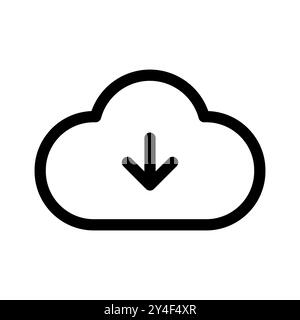 téléchargement de données à partir de l'icône de nuage. Icône de connexion à contour noir simple. Illustration de Vecteur