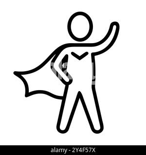 Super-héros debout avec cape agitant dans le vent. Illustration vectorielle Illustration de Vecteur