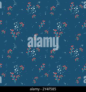 Motif floral de Noël hiver sans couture. Décoration du nouvel an. Motif festif pour votre design. Banque D'Images