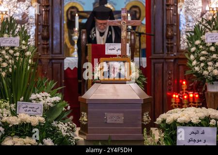 Beyrouth, Liban. 17 septembre 2024. Funérailles de l'écrivain libanais Elias Khoury, à l'église notre-Dame de la présentation, à Beyrouth, Liban, le 17 septembre 2024. Photo de Ammar Abd Rabbo/ABACAPRESS. COM Credit : Abaca Press/Alamy Live News Banque D'Images