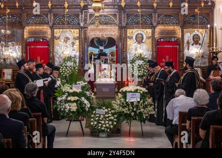 Beyrouth, Liban. 17 septembre 2024. Funérailles de l'écrivain libanais Elias Khoury, à l'église notre-Dame de la présentation, à Beyrouth, Liban, le 17 septembre 2024. Photo de Ammar Abd Rabbo/ABACAPRESS. COM Credit : Abaca Press/Alamy Live News Banque D'Images