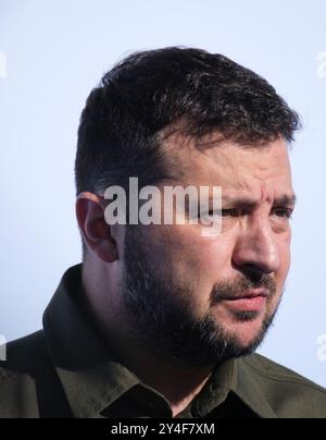 Espagne, Grenade : 3ème Sommet de la Communauté politique européenne le 5 octobre 2023. Volodymyr Zelenskyy, Président de l'Ukraine, s'adresse aux médias. Le leader Banque D'Images