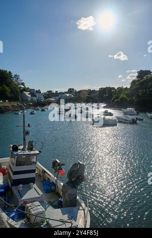 Le beau village côtier de Doelan, Clohars-Carnoet, Finistère, Bretagne Sud, France Banque D'Images