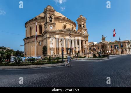 L'église catholique Mosta Rotunda à Mosta Square, Mosta, Malte Banque D'Images