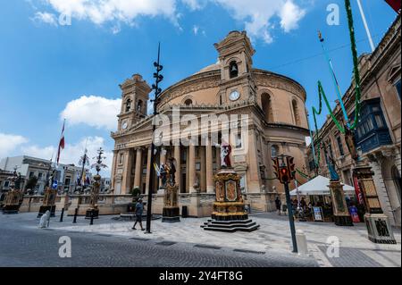 L'église catholique Mosta Rotunda à Mosta Square, Mosta, Malte Banque D'Images