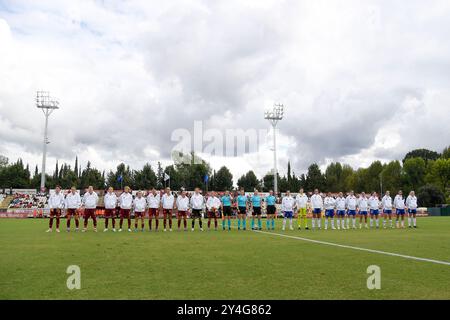 Roma, Italie. 18 septembre 2024. Alignez-vous lors de la deuxième manche de l'UEFA Women's Champions League 2024/2025 entre AS Roma vs Servette au stade Tre Fontane de Rome le 18 septembre 2024. Sport - Football. (Photo de Fabrizio Corradetti/LaPresse) crédit : LaPresse/Alamy Live News Banque D'Images