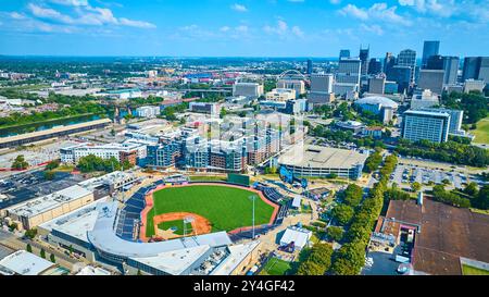 Vue aérienne du stade de base-ball de Nashville et du centre-ville Banque D'Images