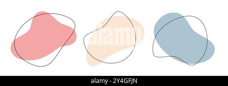 Collection de vecteurs de formes irrégulières d'amibe liquide de couleur isolé sur fond blanc. Couleurs pastel bouffées fluides formes ensemble, déformer des gouttes Illustration de Vecteur