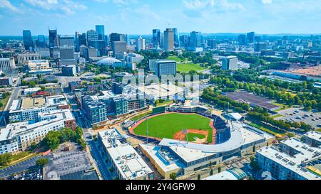 Vue aérienne du stade de base-ball de Nashville et de l'horizon Banque D'Images