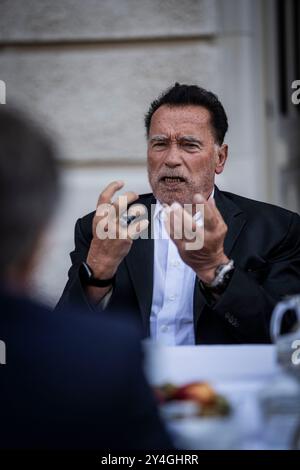 Le ministre fédéral de l'économie et de la protection du climat Robert Habeck, photographié à Berlin, le 17 septembre 2024, lors de la visite de l'ancien gouverneur de l'Etat américain de Californie Arnold Schwarzenegger. Photographié en tant que photographe officiel/photo prise en tant que photographe officiel Banque D'Images