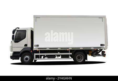 Petit camion solo avec boîte de livraison Banque D'Images