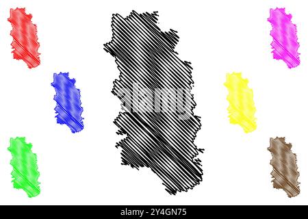 Somerset Region (Commonwealth of Australia, Queensland State) illustration vectorielle, croquis griffonnant carte Somerset Illustration de Vecteur