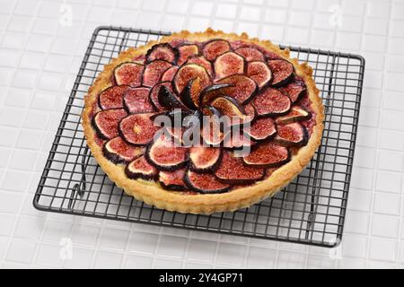 Tarte aux figues noires cuites au four, dessert français Banque D'Images