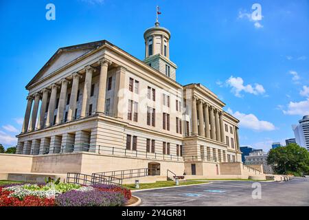 Vue panoramique sur le Capitole de l'État du Tennessee et les jardins Banque D'Images