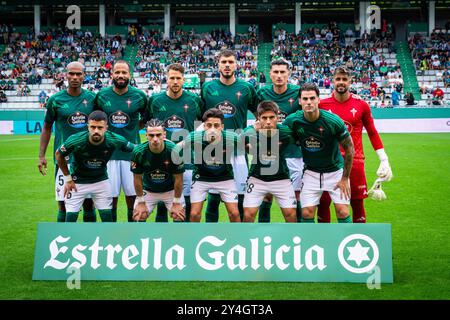 Ferrol, Espagne. 08 septembre 2024. Hypermotion League Racing Club Ferrol vs Mirandés. Un stade Malata. Photo de l'équipe Banque D'Images