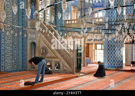 La Turquie, Istanbul, minaret de la Mosquée Bleue Banque D'Images