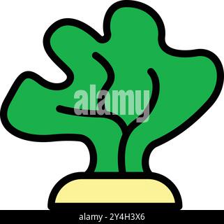 Il s'agit d'une icône vectorielle de couleur simple représentant une laitue qui pousse sur le sol Illustration de Vecteur