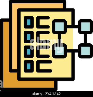 Cette icône représente le concept d'intégration de données et montre les différentes sources combinées Illustration de Vecteur