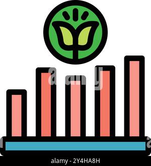 Illustration vectorielle colorée d'une fleur poussant sur un graphique à barres croissant symbolisant la croissance Illustration de Vecteur