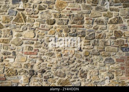 Mur de grès, mur de pierre, texture, fond, méditerranéen, façade, mur, architecture, détail, bâtiment Banque D'Images