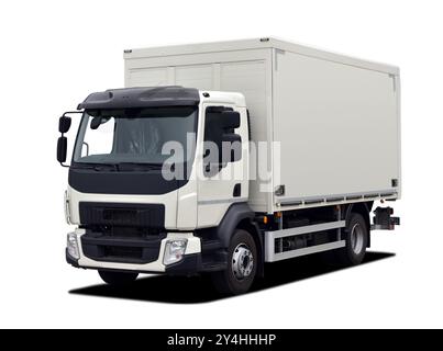 Petit camion solo avec boîte de livraison Banque D'Images