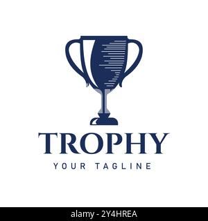 Symbole Trophée rétro Vintage pour la victoire, logo de conception vectorielle Illustration de Vecteur